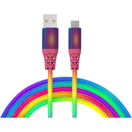 ADDAtech Kabel ADDA USB-209-RB, Fusion Charge+Data, USB-A na Type-C, 18W, pleteni, 1m, dugine boje