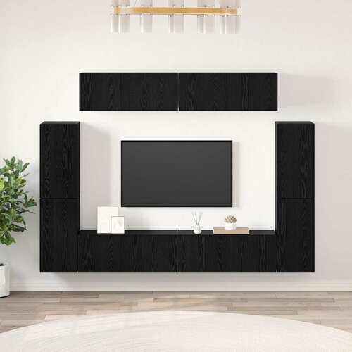 vidaXL Komplet TV omaric s polico 8 pcs Črni hrast 80 x 30 x 30.5 cm Cene