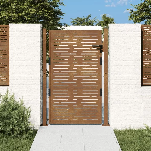 vidaXL Vrtna vrata 105x155 cm corten jeklo kvadraten dizajn
