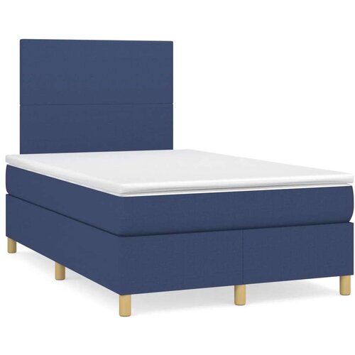  Box spring postelja z vzmetnico LED modra 120x190 cm blago Slike