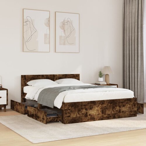Furnova Posteljni okvir z vzglavjem dimljen hrast 135x190 cm inž. les, (21935694) Slike