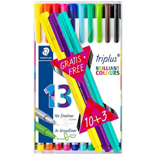 Staedtler Flomaster Fineliner Triplus, 10 + 3 kosi Slike