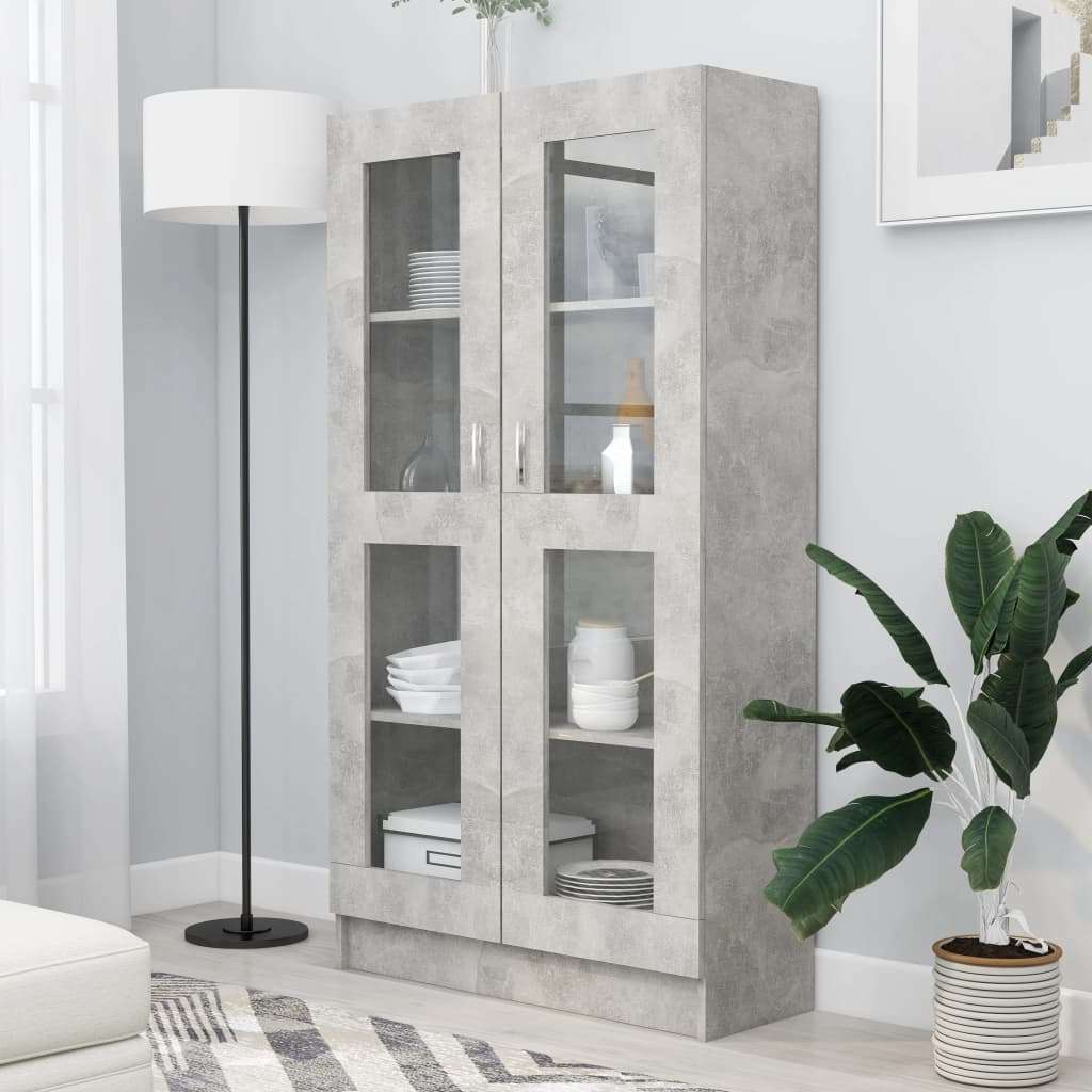  Vitrina betonsko siva 82,5x30,5x150 cm iverna plo&scaron;ča, (20771717) Cene
