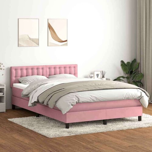 Box Spring krevet s madracem ružičasti 140x220 cm baršun Cene