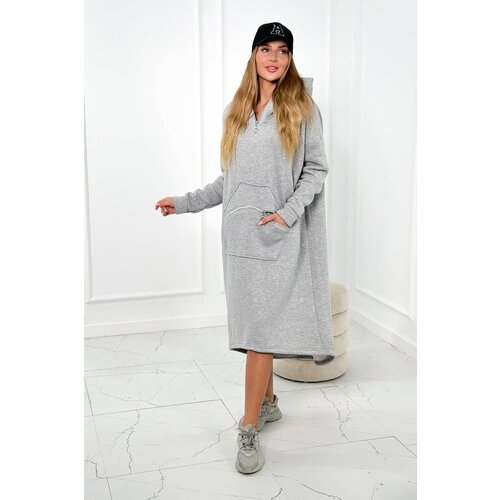 Kesi Insulated dress with a hood in gray color Slike