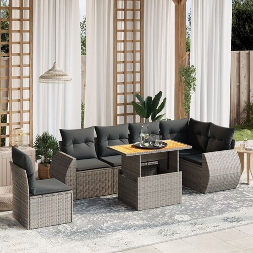 VidaXL 7-dijelni set vrtnih sofa sivi od poliratana Slike