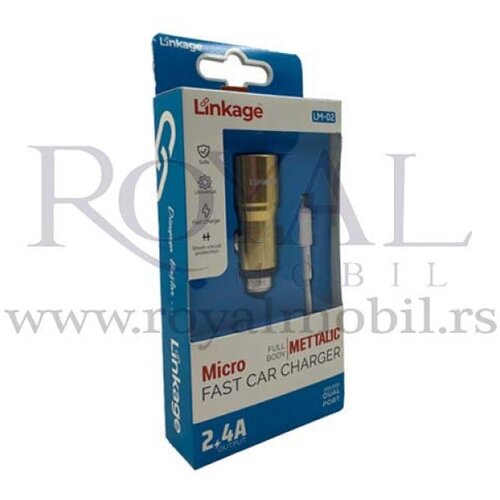  auto punjač linkage metalic LM-02 micro 2.4A (dual port) zlatni Slike