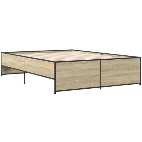 VidaXL Posteljni okvir sonoma hrast 140x190 cm inž. les in kovina, (21128850) Slike