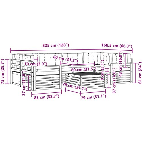  Set vanjskih sofa 7 kom. Bijela i bež Poliester Slike