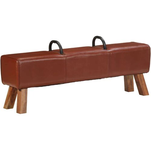 vidaXL Starinska telovadna klop z ročaji pravo kozje usnje Cene