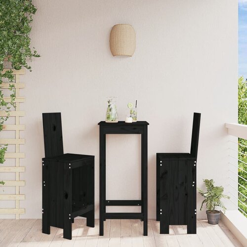  The Living Store Barski stolček 2 kosa črn 40x42x120 cm trdna borovina - Barski Stolček, (21482342) Cene