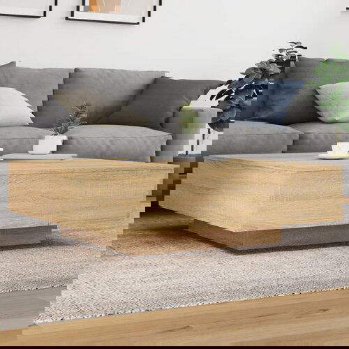The Living Store Klubska mizica sonoma hrast 100x100x31 cm inženirski les - Klubska Mizica, (21836156) Cene