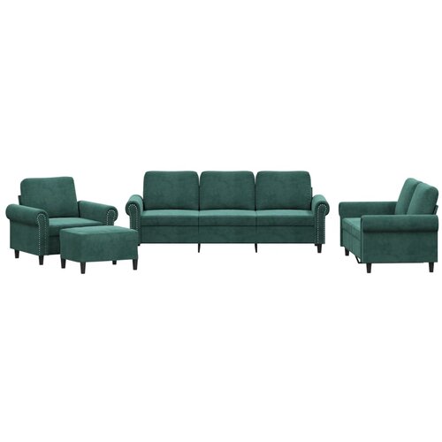 vidaXL 4-dijelni set sofa s jastucima tamnozeleni baršunasti Cene
