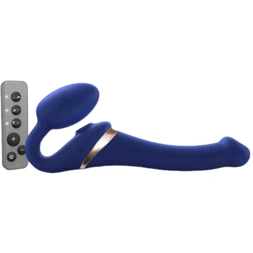 Strap-On-Me S - vibrator sa zračnim valovima koji se pričvršćuje - mali (plavi)