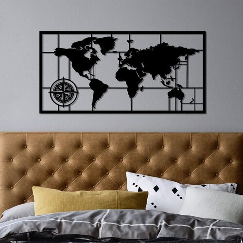 Wallity Zidna dekoracija Mapa svijeta 9-M, 40 x 81 cm, Crna Cene