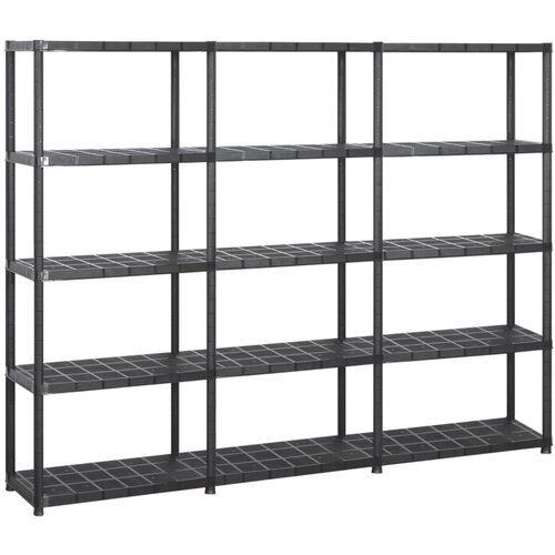 VidaXL Regal s policami 5-nadstropni črn 213x38x170 cm plastika Slike
