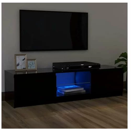  TV omarica z LED lučkami črna 120x30x35,5 cm