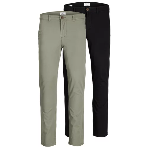 Jack & Jones Chino hlače 'Marco' svetlo zelena / črna