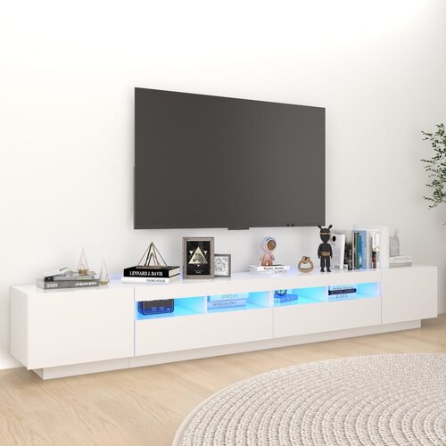vidaXL TV omarica z LED lučkami bela 260x35x40 cm Cene