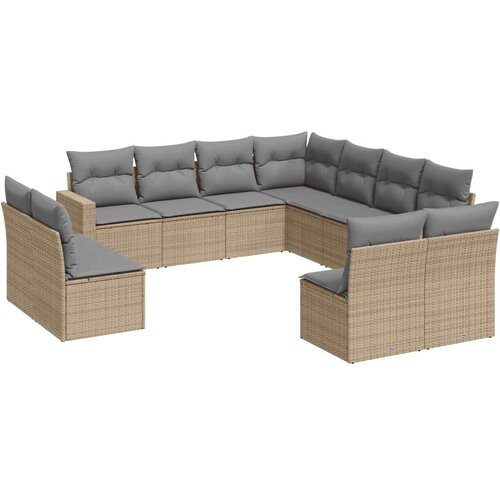 vidaXL 11-dijelni set vrtnih sofa od poliratana s jastucima bež Cijene