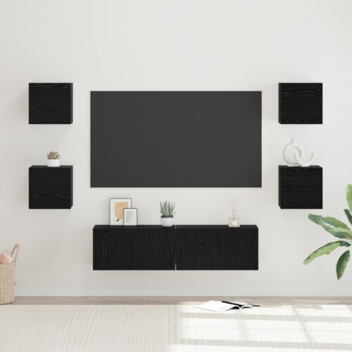  Komplet TV omaric 6 pcs Črni hrast Srednja 120 x 30 x 30 cm, (5000132207) Cene