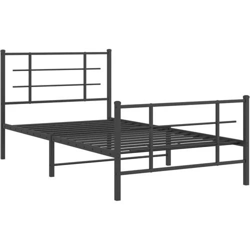 vidaXL Kovinski posteljni okvir z vzglavjem in vznožjem črn 100x200 cm, (21007123)