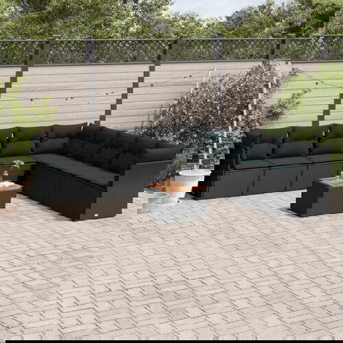 vidaXL 10-dijelni set vrtnih sofa s jastucima crni od poliratana Cijene