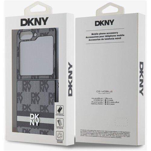 Dkny PU Leather Checkered Pattern and Stripe Samsung Galaxy Z Flip 6 Black Ovitek za telefon Vijolična Slike