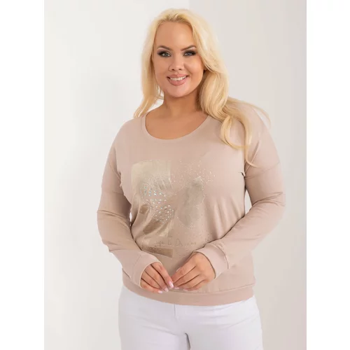 Fashion Hunters Plus-size beige blouse with cuffs