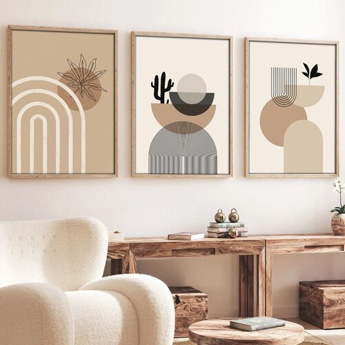 WALLXPERT huhu264 - 50 x 35 Multicolor Decorative Framed MDF Painting (3 Pieces) Slike