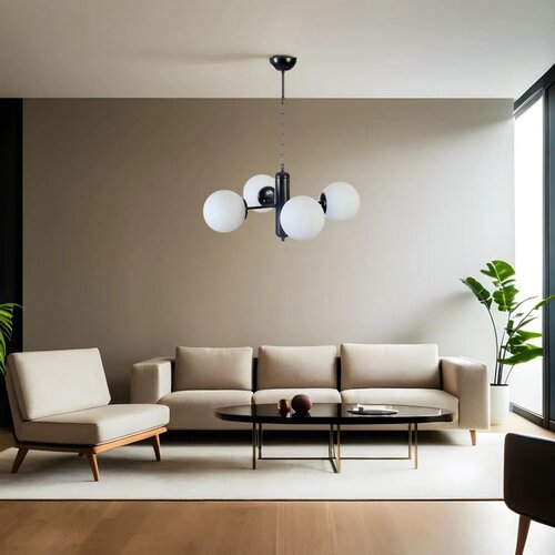 Opviq bankok 4 Lü siyah beyaz Camlı avize blackwhite chandelier Cene