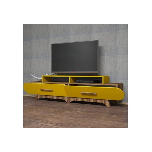 Hanah home TV polica Flora Walnut Yellow Cene