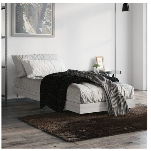VidaXL Posteljni okvir siva sonoma 75x190 cm inzenirski les Slike