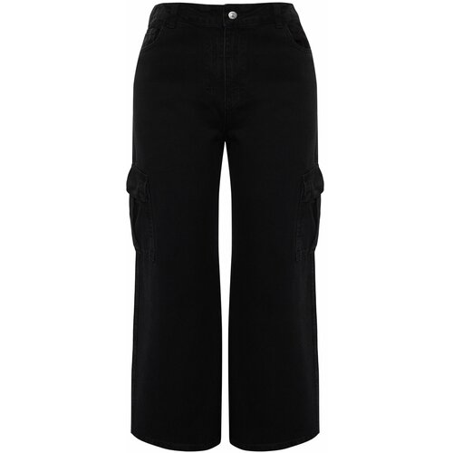 Trendyol Curve Black Cargo Pocket High Waist Wide Cut Jeans Cene
