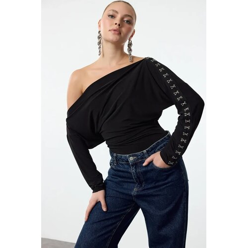 TRENDYOLMILLA ženska bluza Tpraw25Bz00025, crna Cene