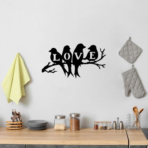 Wallity Zidna dekoracija Birds Love-522, 37x68cm, Crna Slike