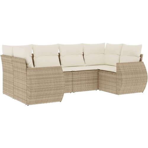 VidaXL 6-dijelni set vrtnih sofa s jastucima bež od poliratana Slike