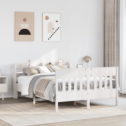 VidaXL Okvir kreveta bez madraca bijeli 120 x 190 cm masivna borovina Slike