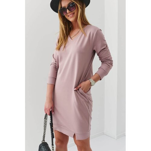 Fasardi Plain bauble dress with cappuccino pockets Slike