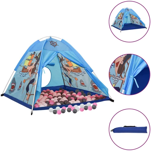 vidaXL Otroški šotor za igranje z 250 žogicami moder 120x120x90 cm