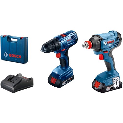 Bosch Set BOSCH Professional udarni vijačnik GDX 180-Li + vrtalni vijačnik GSR 180-Li (18 V, 2 x Li-ion baterija 1,5 Ah, set pribora) Slike