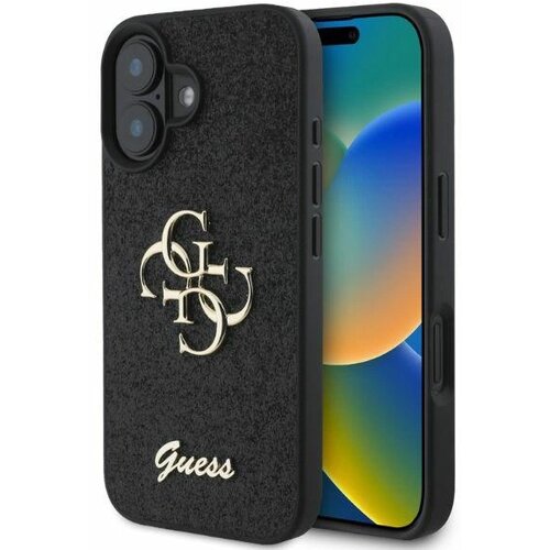 Guess pu fixed glitter 4G metal logo zadní kryt pro iphone 16 black ovitek za telefon vijolična Cene