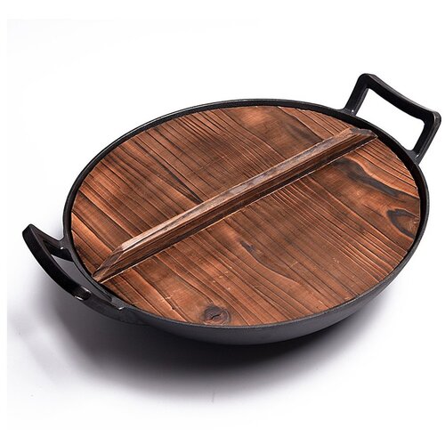 Grill King Cast Iron wok z integriranimi ročaji in lesenim pokrovom, 36 cm, (21567541) Cene