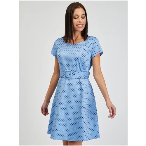 Orsay blue polka dot dress with belt - women