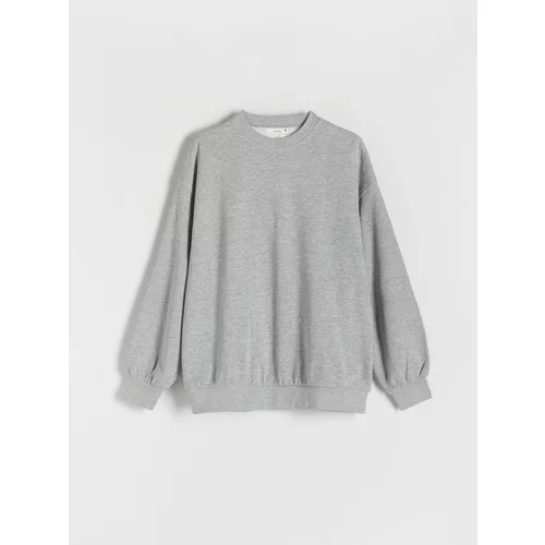 Reserved bombažen pulover - svetlo siva