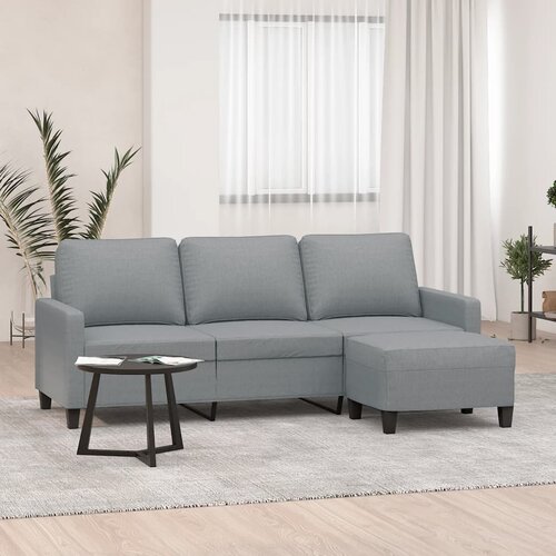 vidaXL Trosjed s tabureom svjetlosivi 180 cm od tkanine Cijene