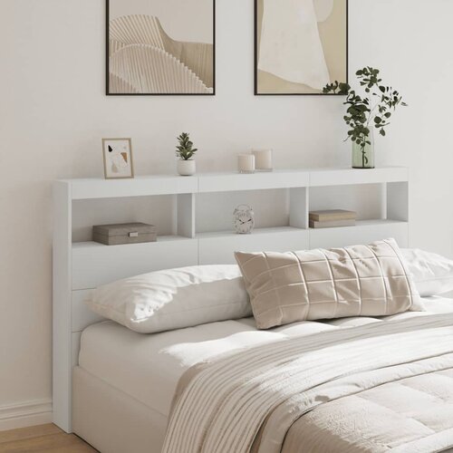 vidaXL Ormarić za uzglavlje s LED svjetlima bijeli 180 x 17 x 102 cm Cijene