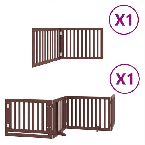  Vrata za pse s vrata&amp;scaron;cima 6 panela sklopiva 480 cm drvo topole Smeđa 80 x 60 x 2 cm Slike