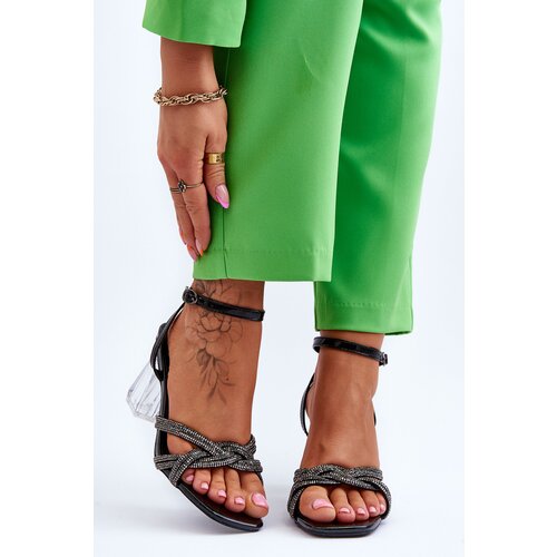 Kesi Leather Sandals for Transparent Bar Black Randy Cijene