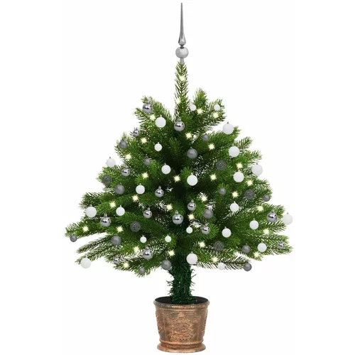  Umjetno božićno drvce s LED svjetlima i kuglicama 65 cm zeleno